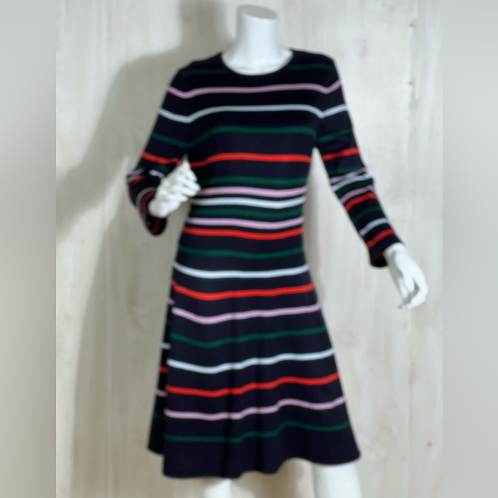Vince Camuto Black Multicolor Striped Knit Sweater Dress Cocktail